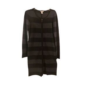 White  + Warren merino wool striped zip front sweater dress size medium